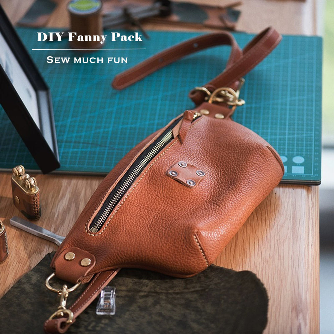 Real Leather Fanny Pack Belt Bag DIY Kits Waist Bags for Men POPSEWING