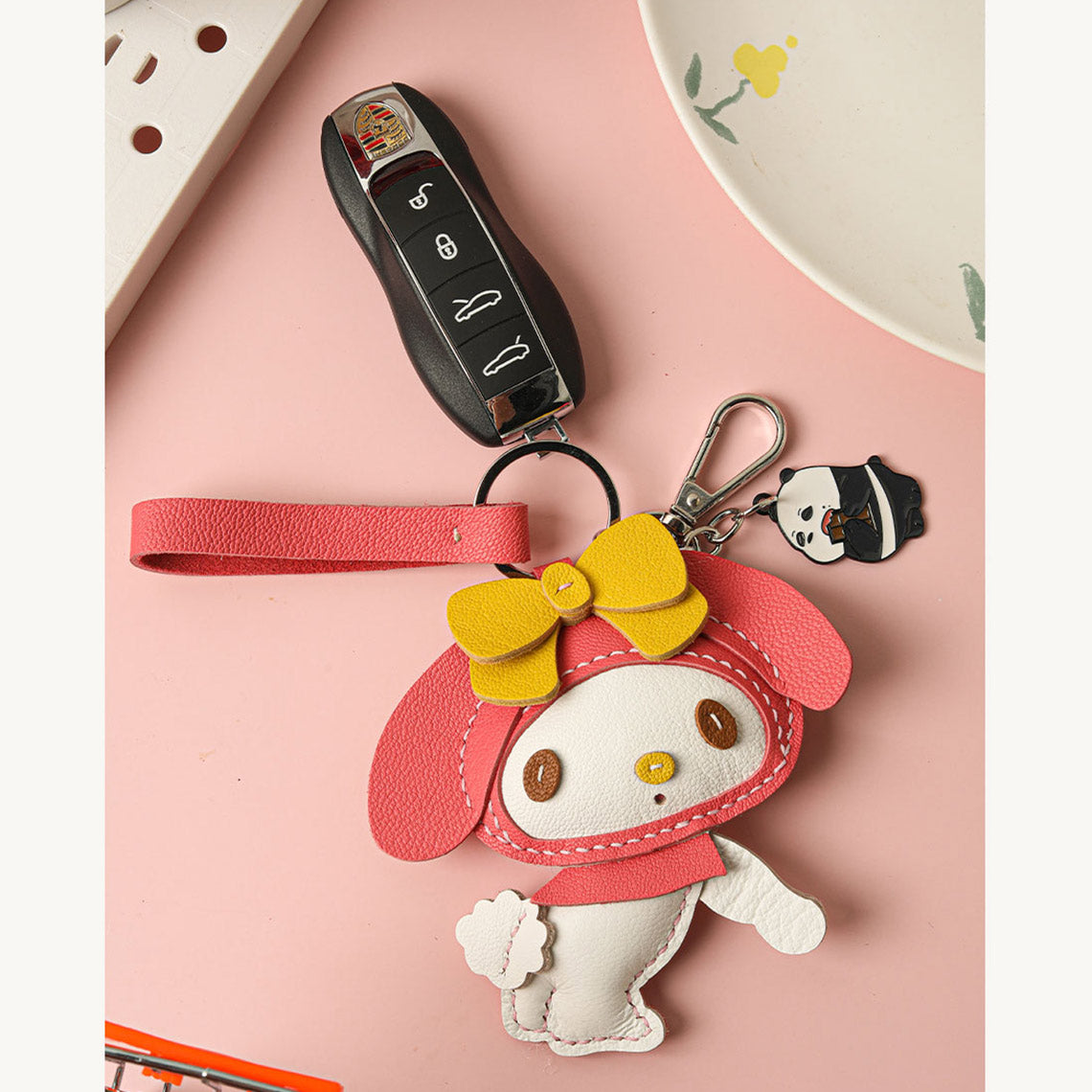 Kawaii Melody Leather Keychain Car Keyrings | Fun Leather Sewing Project - POPSEWING®