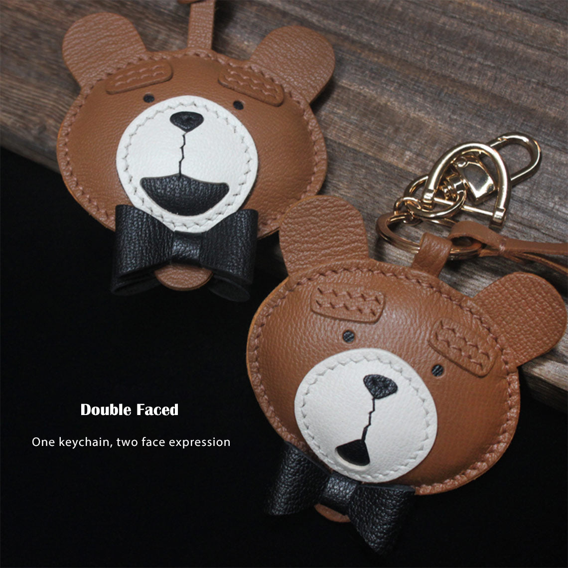 Double Faced Ted Keychain DIY Kits | Genuine Leather Patterns