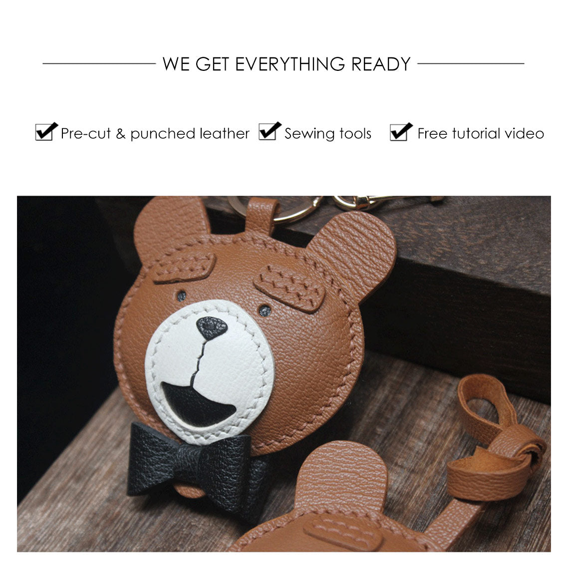 POPSEWING® Leather Double Faced Ted Keychain DIY Kits