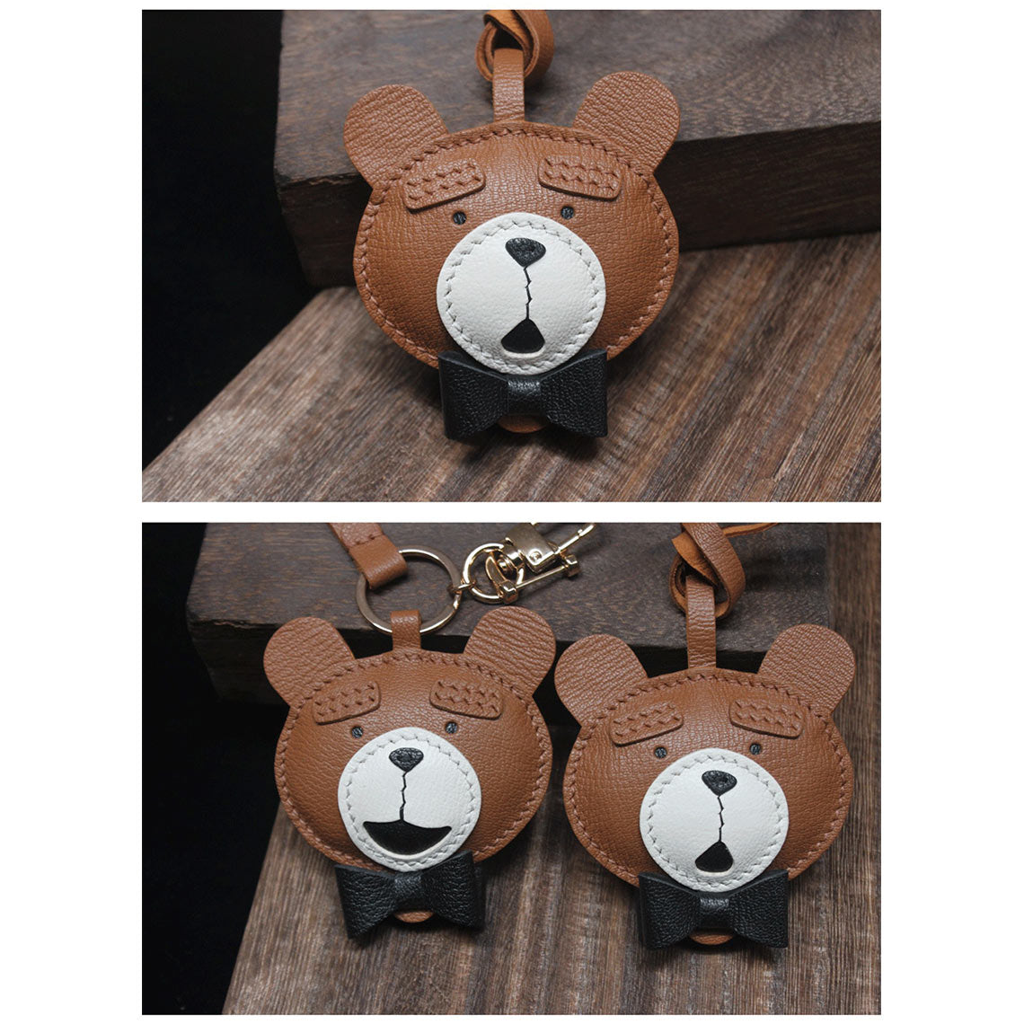 Double Faced Ted Keychain DIY Kits | Genuine Leather Patterns