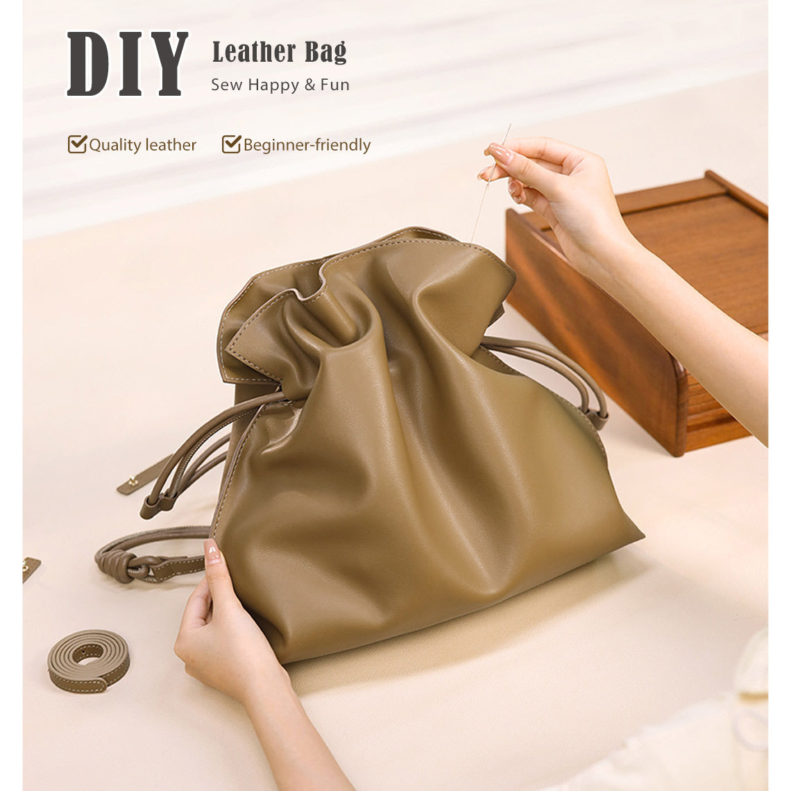 diy leather backpack purse POPSEWING Leather Drawstring Shoulder Backpack DIY Kits