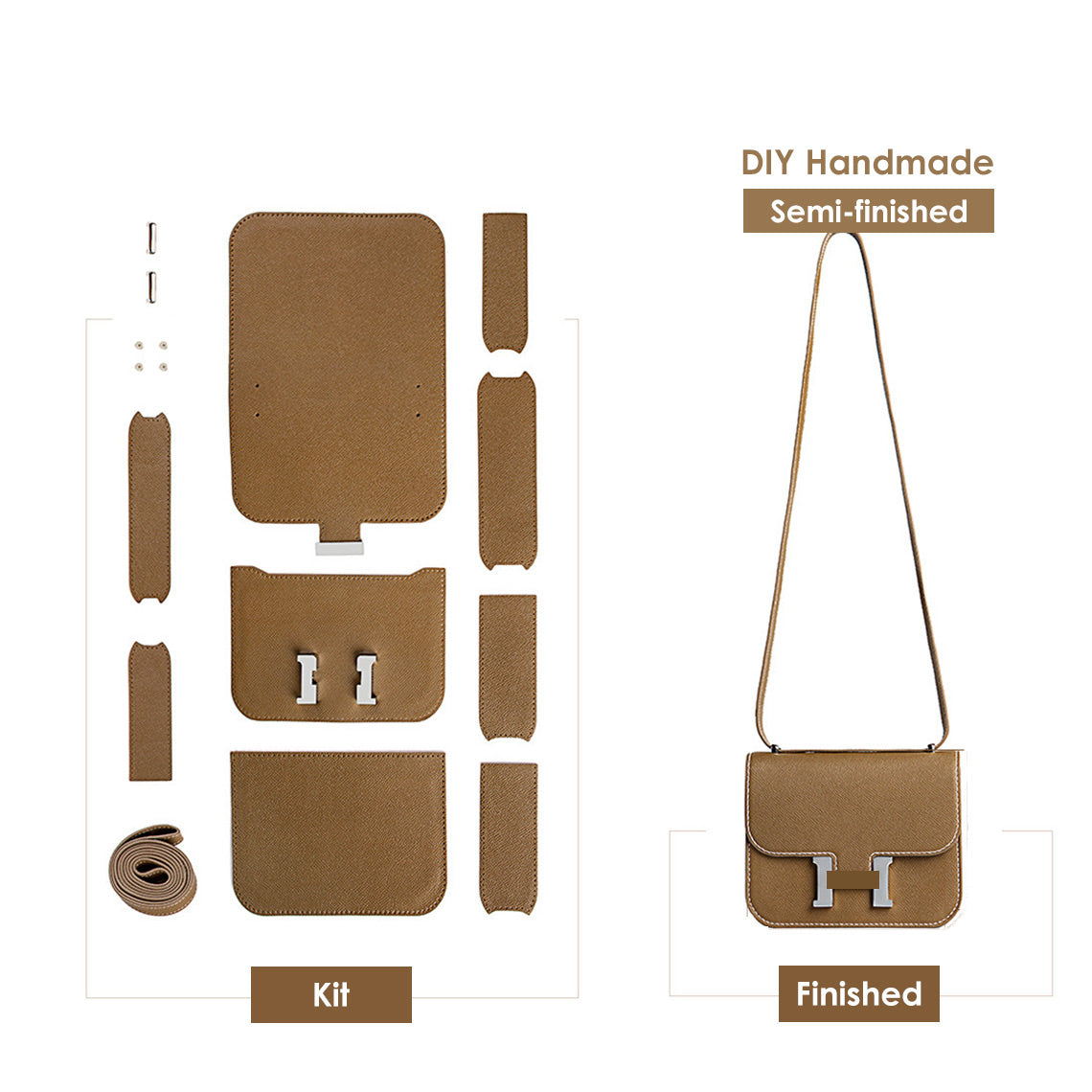 Inspired Designer Bag DIY Kit - Leather Tan Tofu Bag Sling