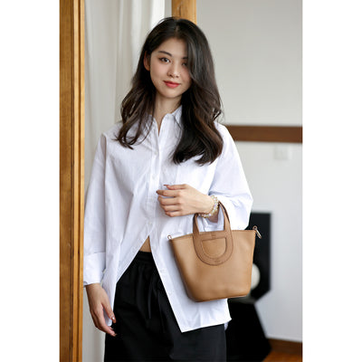DIY In-the-loop Leather Khaki Handbag for Women - POPSEWING®