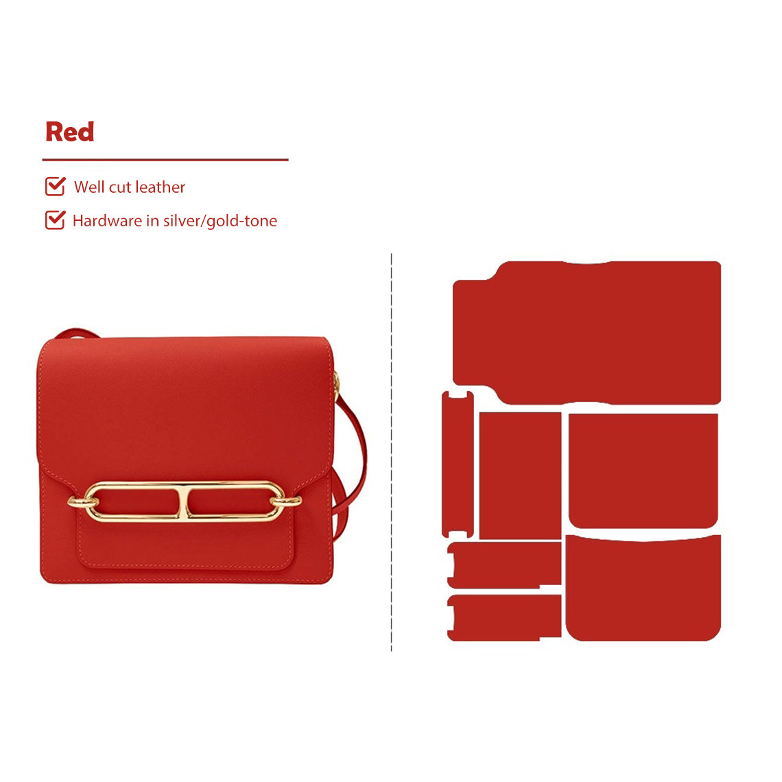 Red Roulis Bag DIY Kit | Leather Bag Making Kit - POPSEWING®