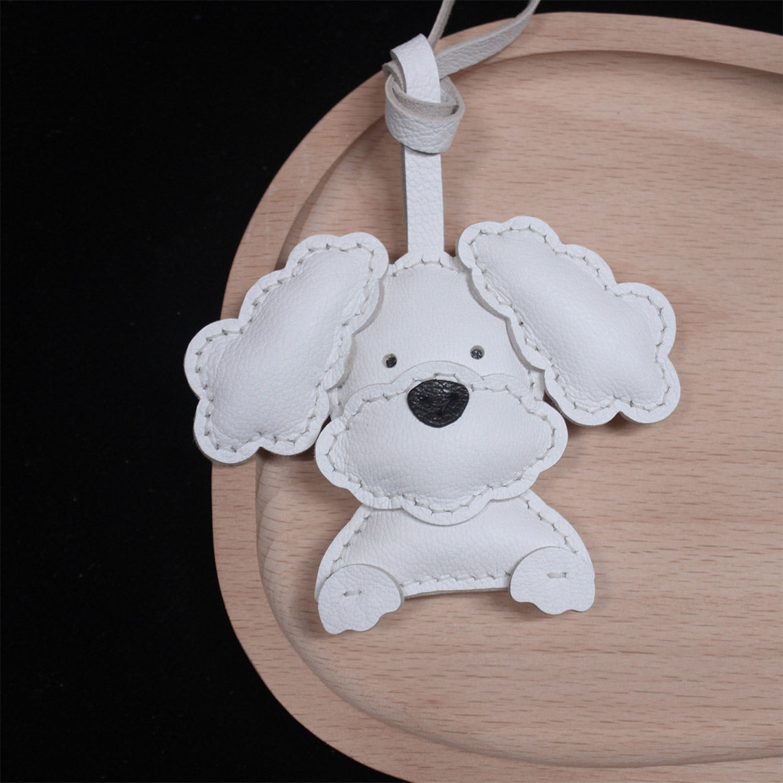 White Leather Dog Keychain | Cute Design Keychains - POPSEWING®