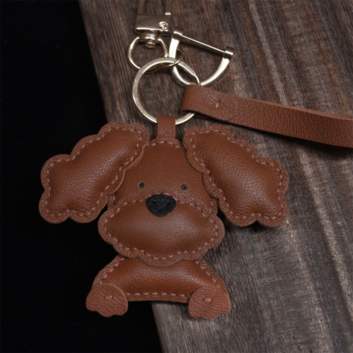 Brown Leather Dog Keychain | Cute Design Keychains - POPSEWING®