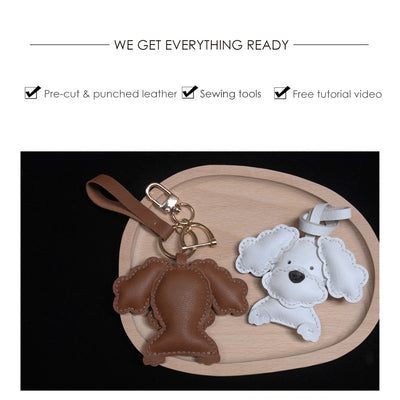POPSEWING® Sheep Leather Flap Ears Dog Keychain DIY Kits