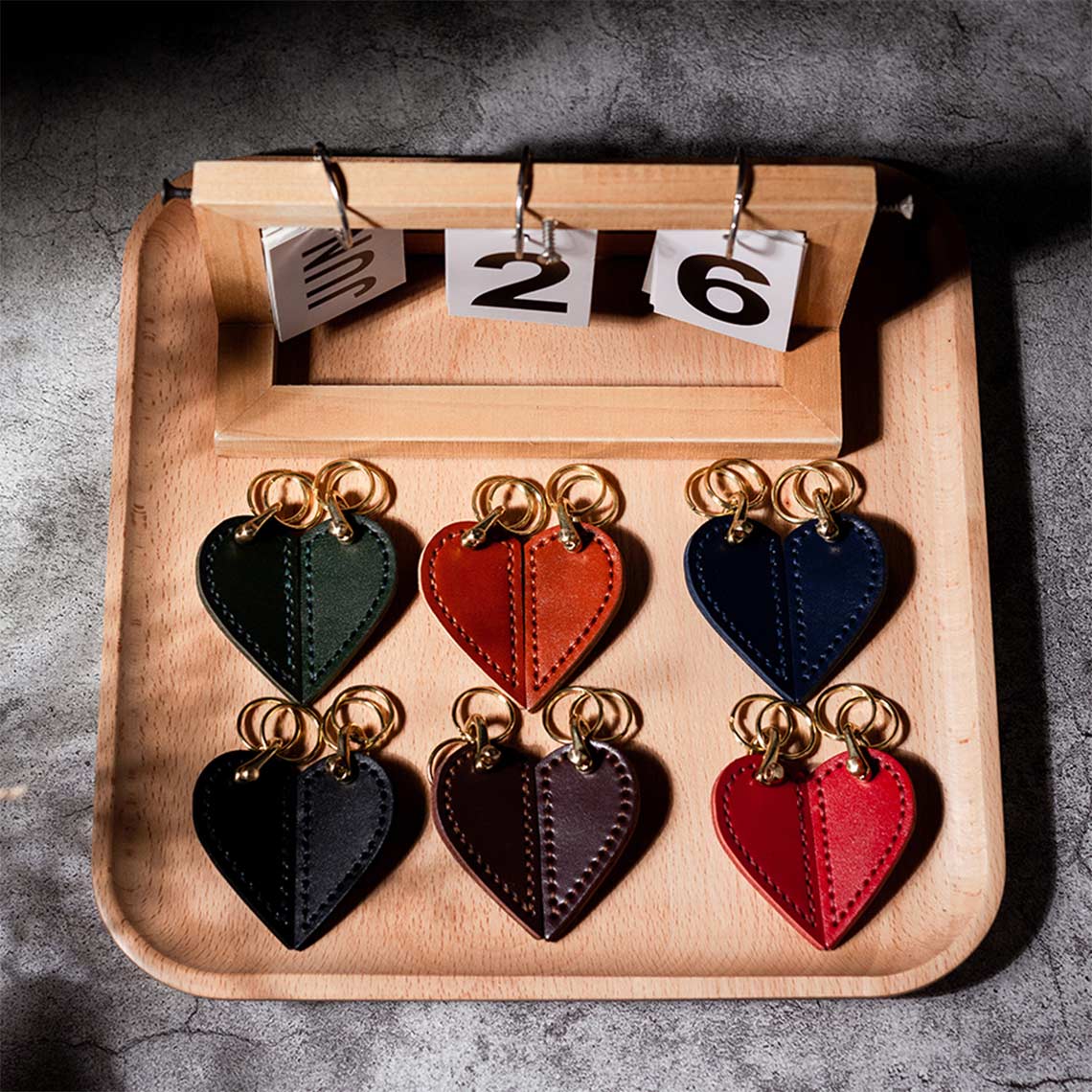 POPSEWING® Vegetable Tanned Leather Valentine Heart Keychain DIY Kits
