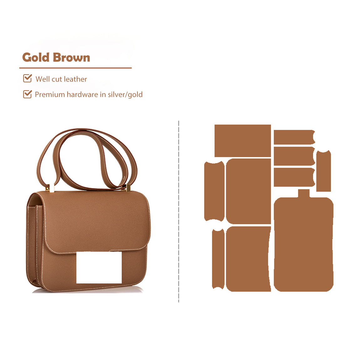POPSEWING® DIY Leather Kits | Inspired Gold Brown Bag Sewing Kit