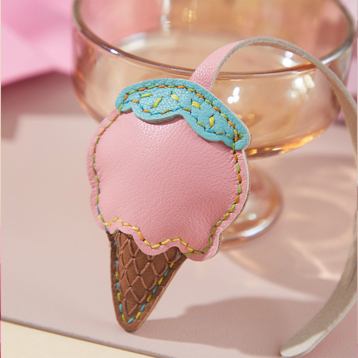 Pink Ice Cream Bag Charm | DIY Leather Accessories - POPSEWING®