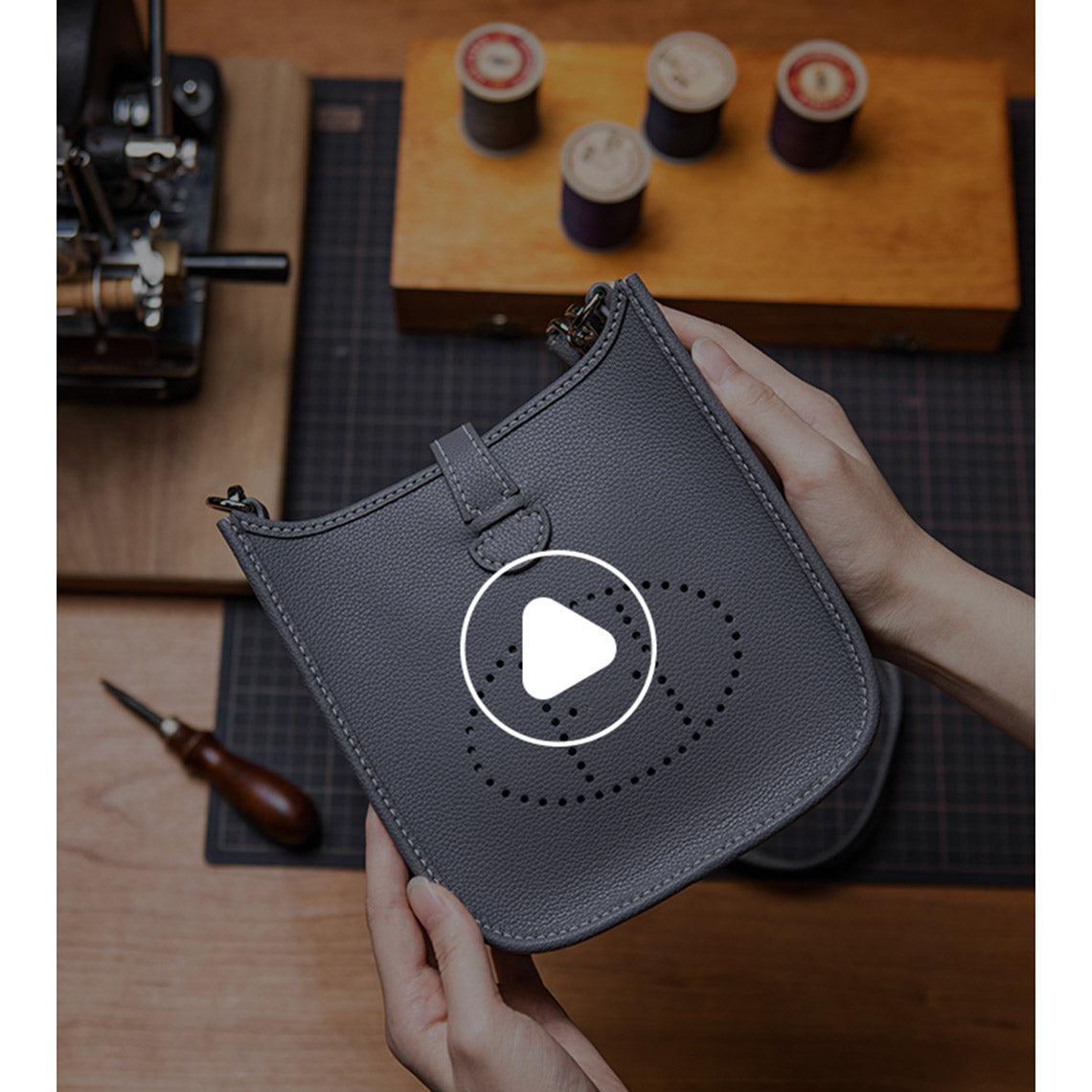 Evelyne Bag DIY Leather Kit - Mini Crossbody Bag Pink Grey