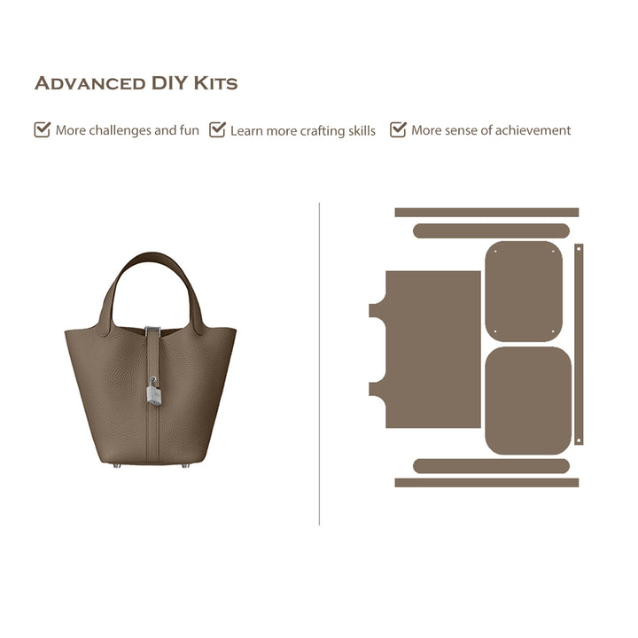 POPSEWING® Full Grain Leather New Picotin Tote Bag - Advanced Kits