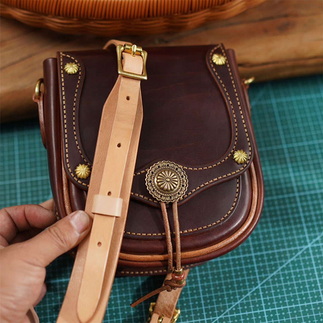 DIY Saddle Bag | Handmade Vegetable Tanned Leather Saddle Bag for Women