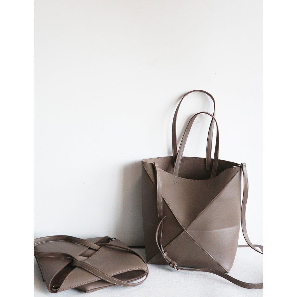 New Puzzle Fold Tote Bag Taupe | DIY Handmade Luxury Bags - POPSEWING®
