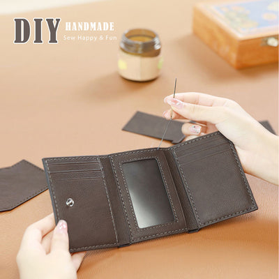 POPSEWING® Top Grain Leather Buckle Trifold Wallet DIY Kits