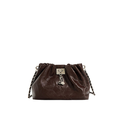 Top Grain Leather Small Lock Chain Bag