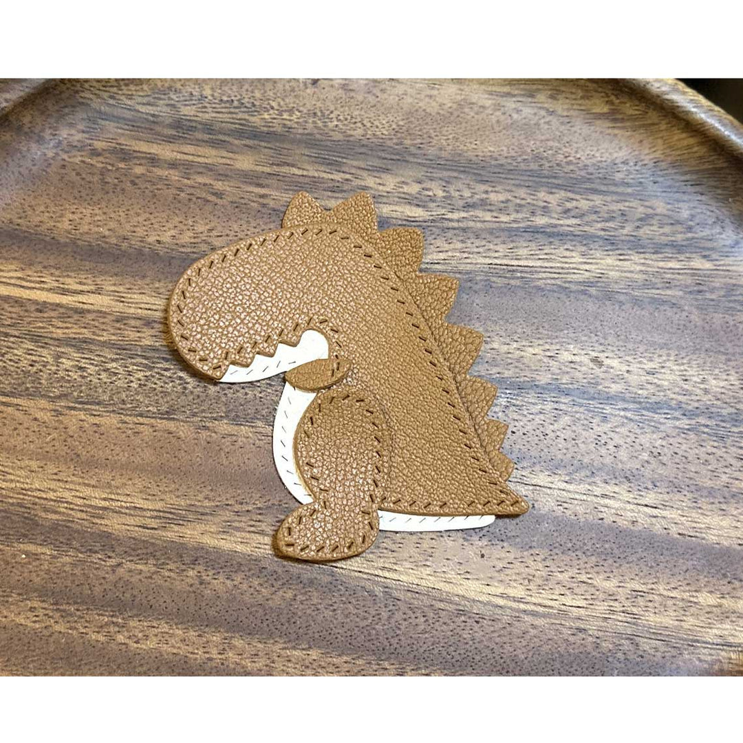 Brown leather dinosaur charm keychain patterns - POPSEWING®