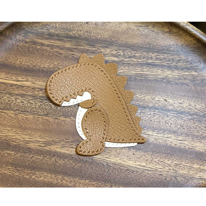 Brown leather dinosaur charm keychain patterns - POPSEWING®