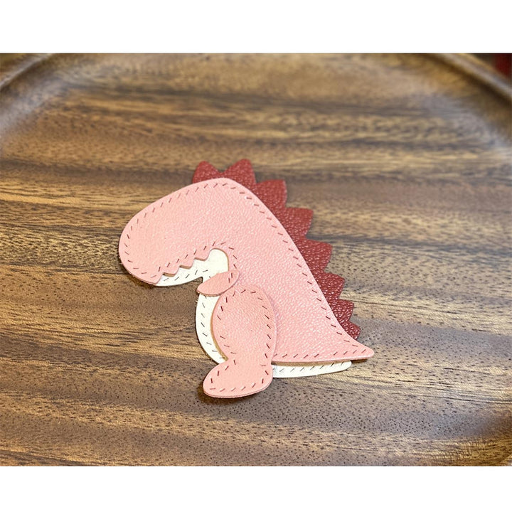 Pink dinosaur charm leather keychain patterns - POPSEWING®