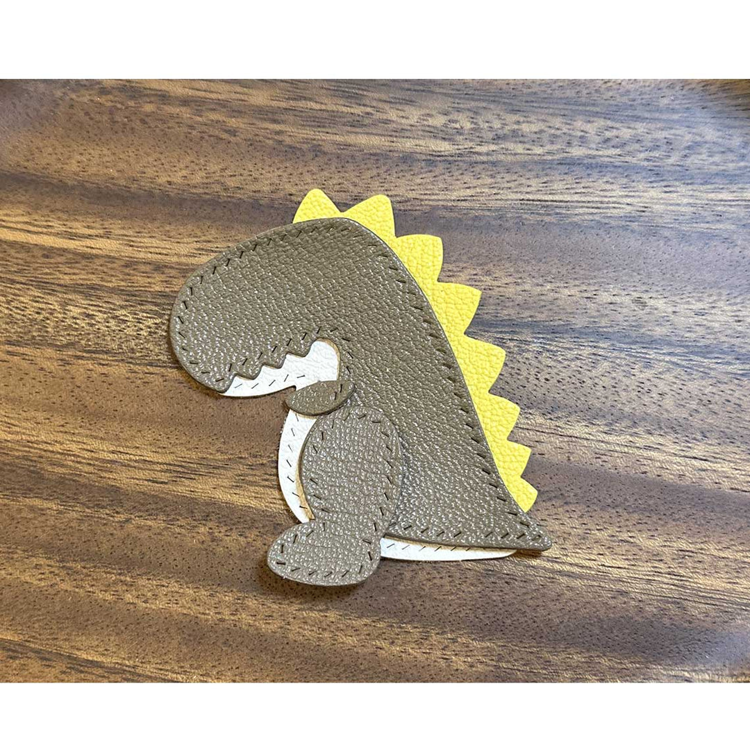 Taupe leather dinosaur charm keychain patterns - POPSEWING®