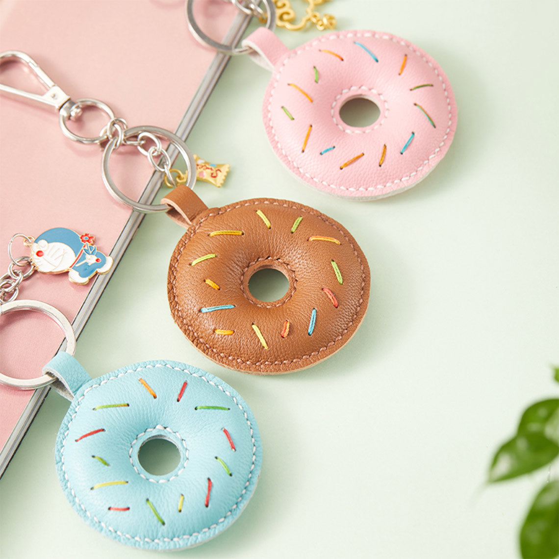DIY Keychain Kits for Beginners | Doughnuts Leather Keychain Charm
