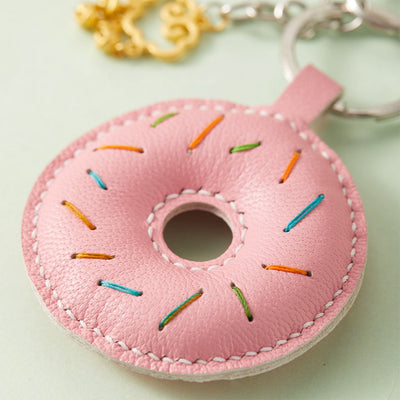 Pink Doughnut Leather Keychain - POPSEWING®