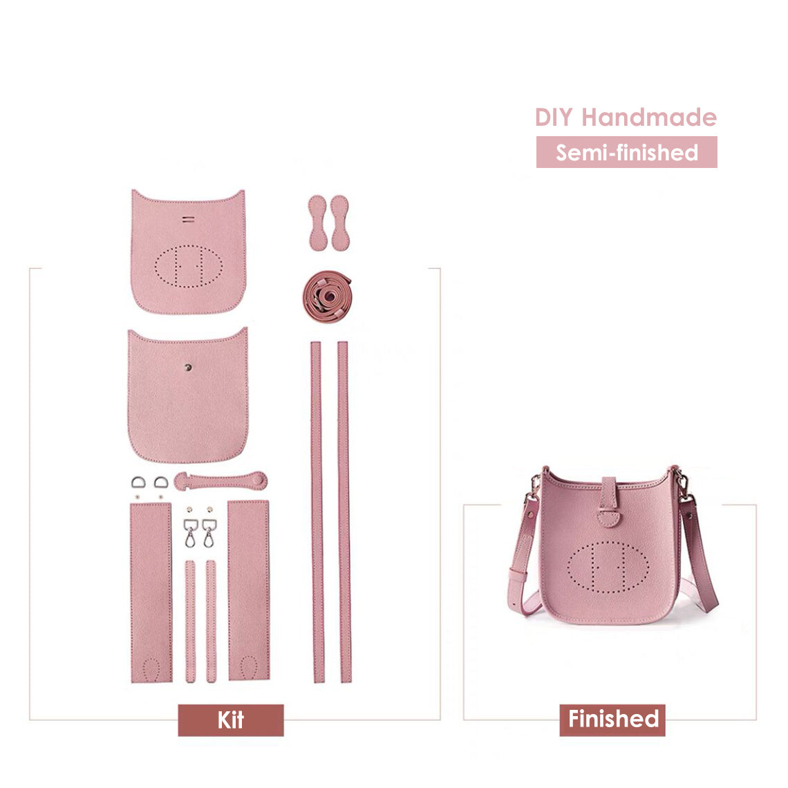 Evelyne Bag DIY Leather Kit - Mini Crossbody Bag Pink Grey