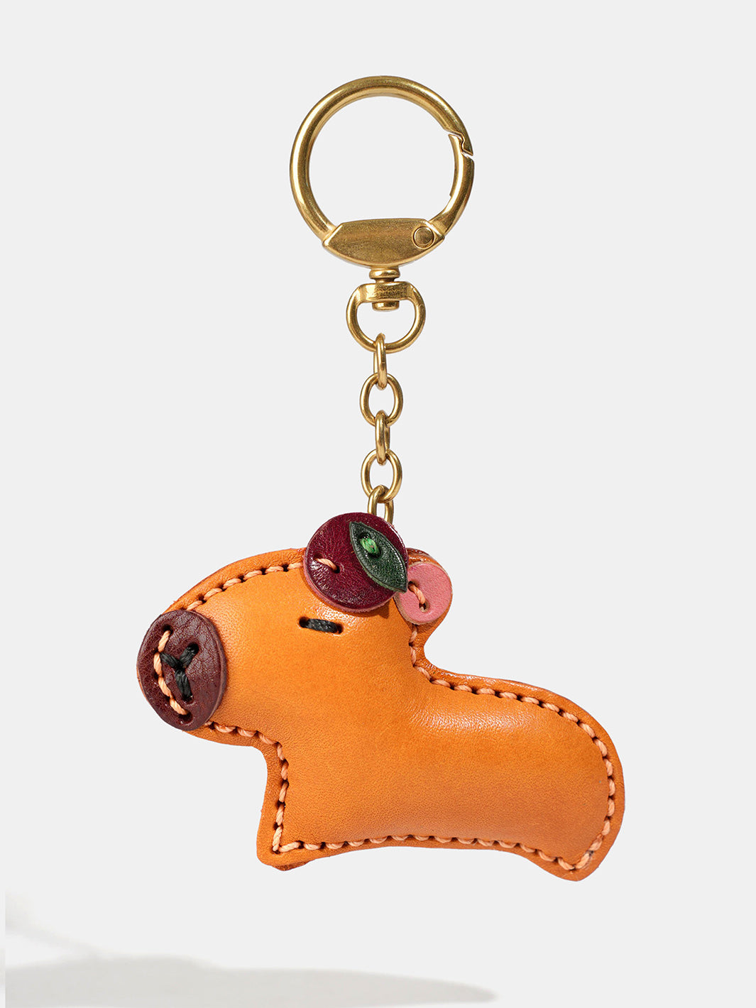 Vegetable Tanned Leather Capybara Handmade Keychain