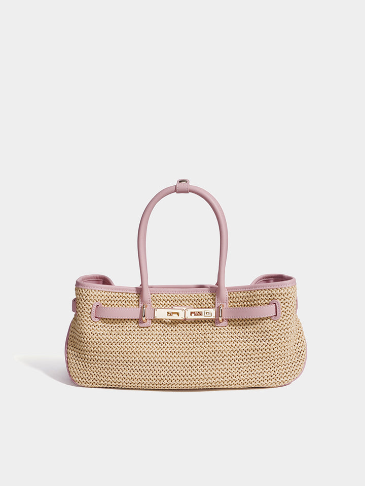 Leder Stroh Damenhandtasche