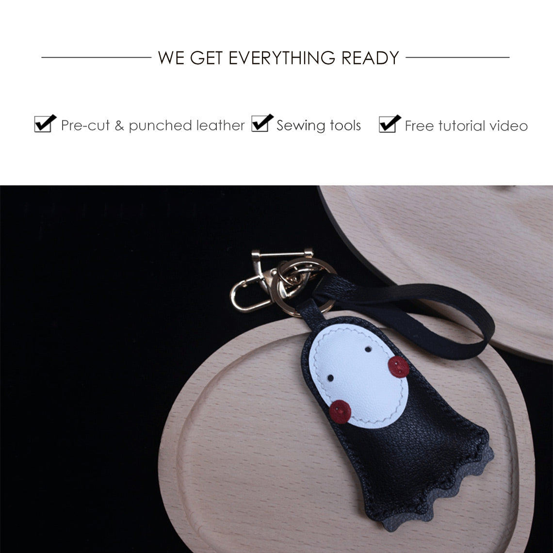 No Face Leather Keychain Handmade DIY Kit - Make Your Own Keychain POPSEWING®