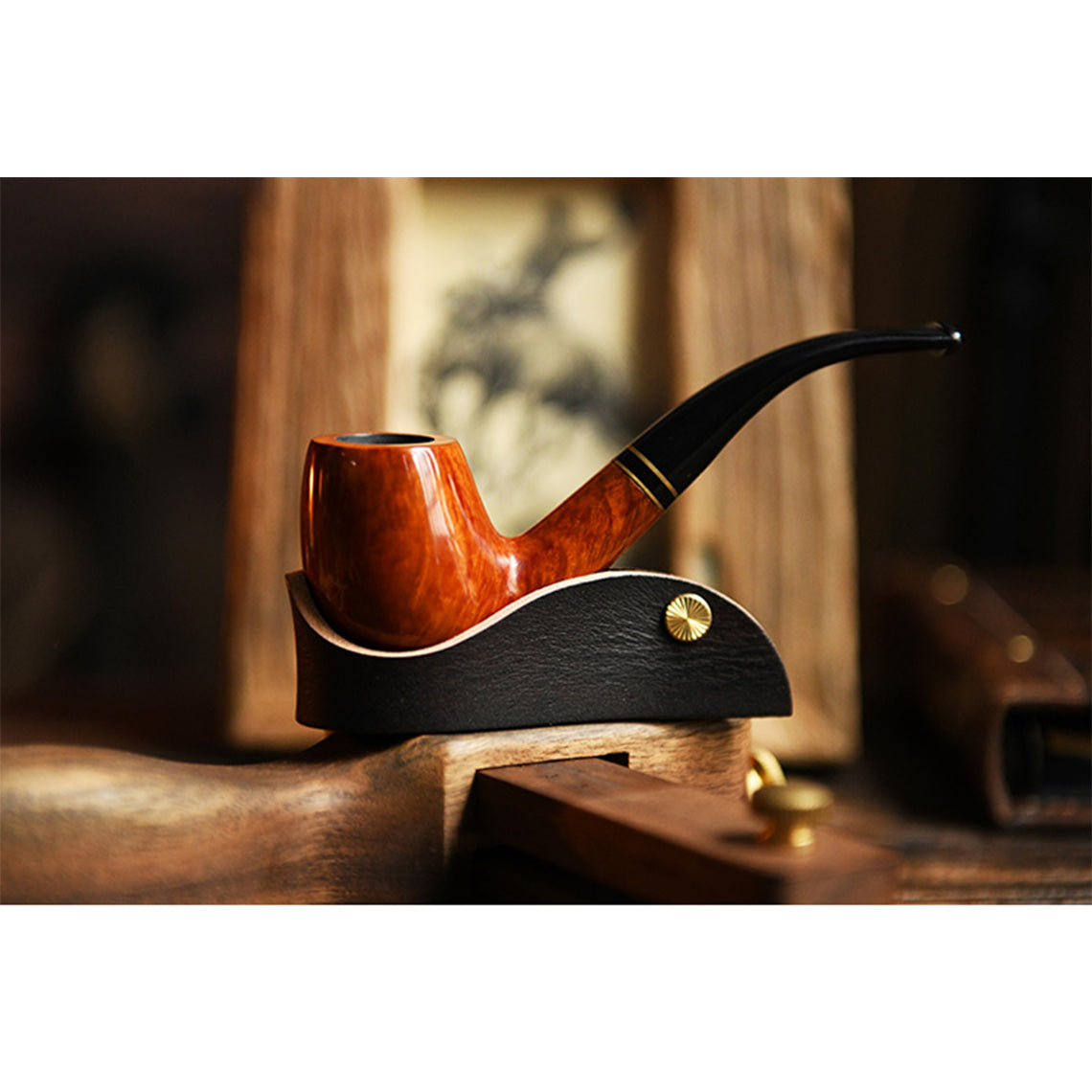 POPSEWING® Full Grain Leather Pipe Holder Stand