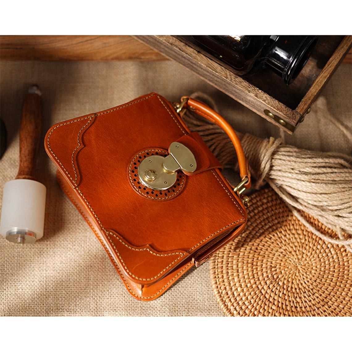 Tan Vintage Style Handbag for Women | Doctor Bag DIY Kits - POPSEWING 
