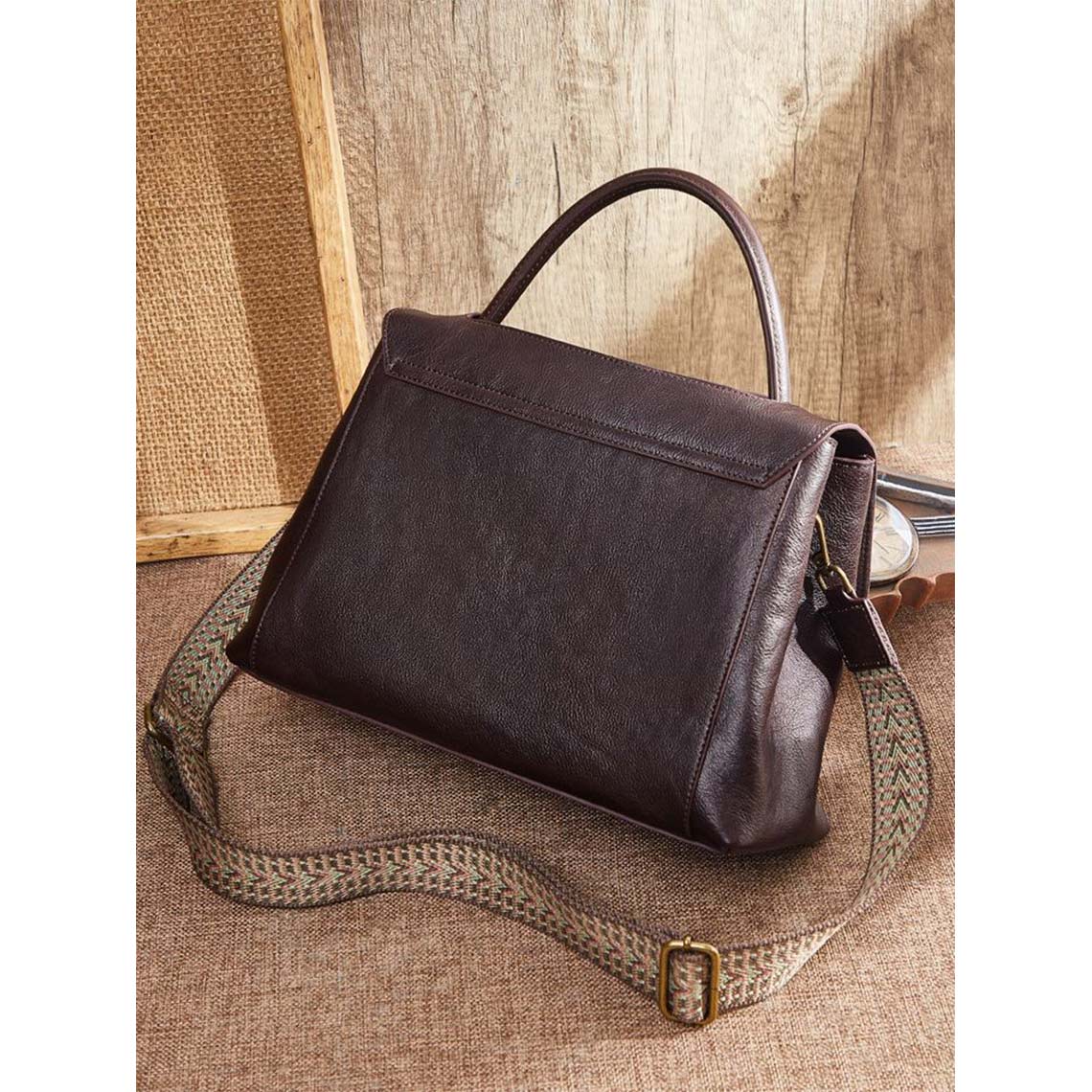 Vegetable Tanned Leather Distressed Top Handle Bag