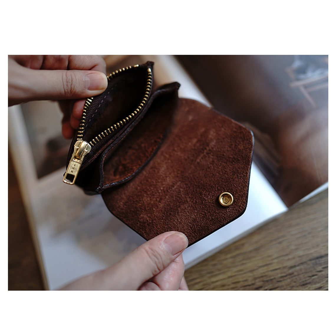 Vegetable Tanned Leather Distressed Mini Pouch