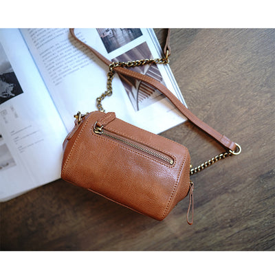 Top Grain Leather Small Chain Puzzle Bag
