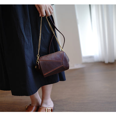 Top Grain Leather Small Chain Puzzle Bag