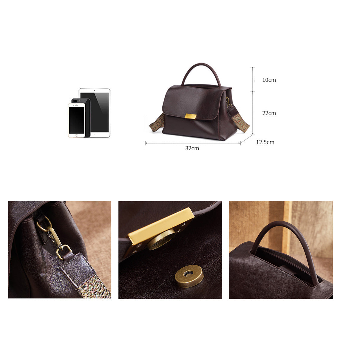 Vegetable Tanned Leather Distressed Top Handle Bag
