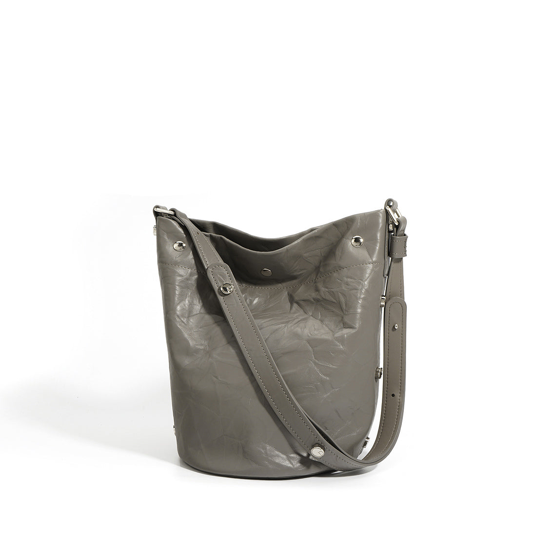 Top Grain Leather Fold Bucket Bag