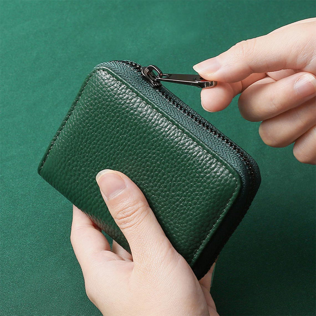 Leather Women Green Card Holder