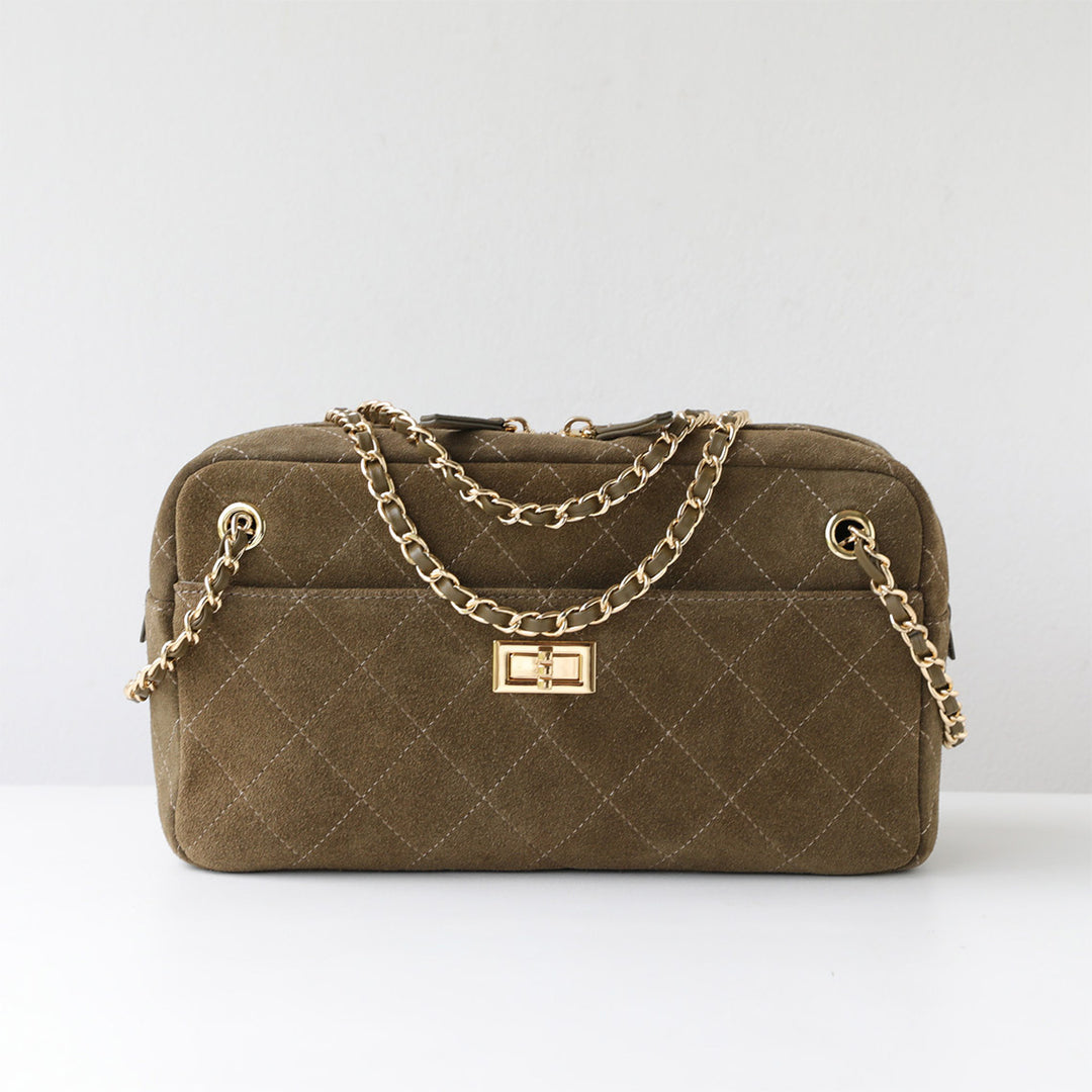 Suede Quilted Camera Bag