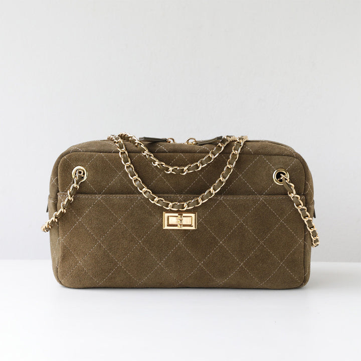 Suede Quilted Camera Bag