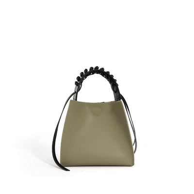 Leather Woven Handle Bag
