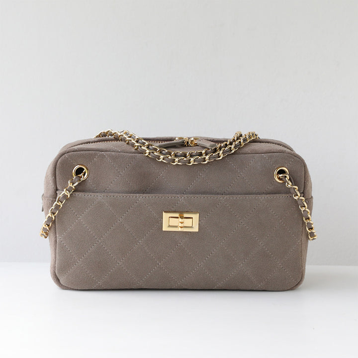 Suede Quilted Camera Bag