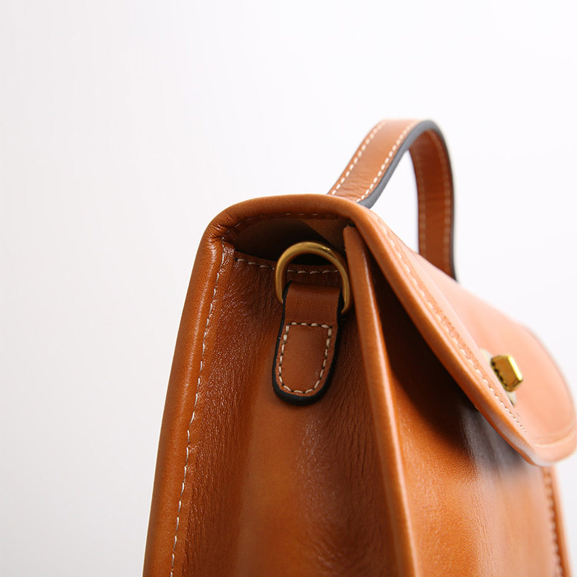 Vegetable Tanned Leather Women Sqaure Handbag