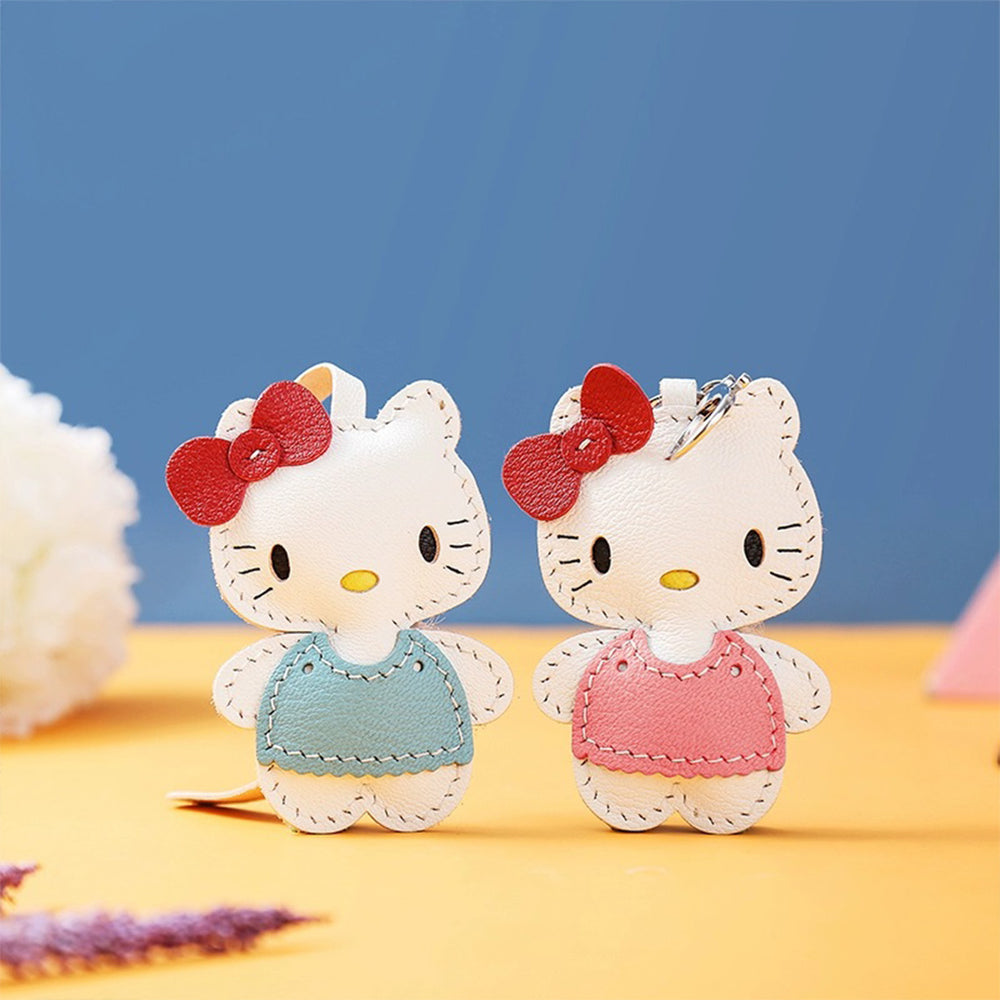 Kawaii Hello Kitty DIY Leather Keychain | Hello Kitty Sanrio in Blue and Pink - - POPSEWING® Leathercrafts