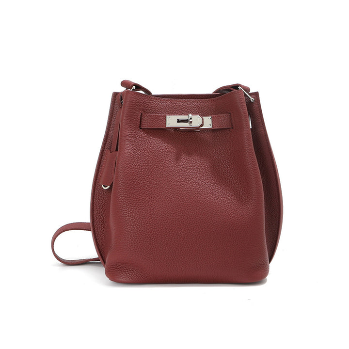 Red leather handbag with a silver buckle | Inspired designer handbag