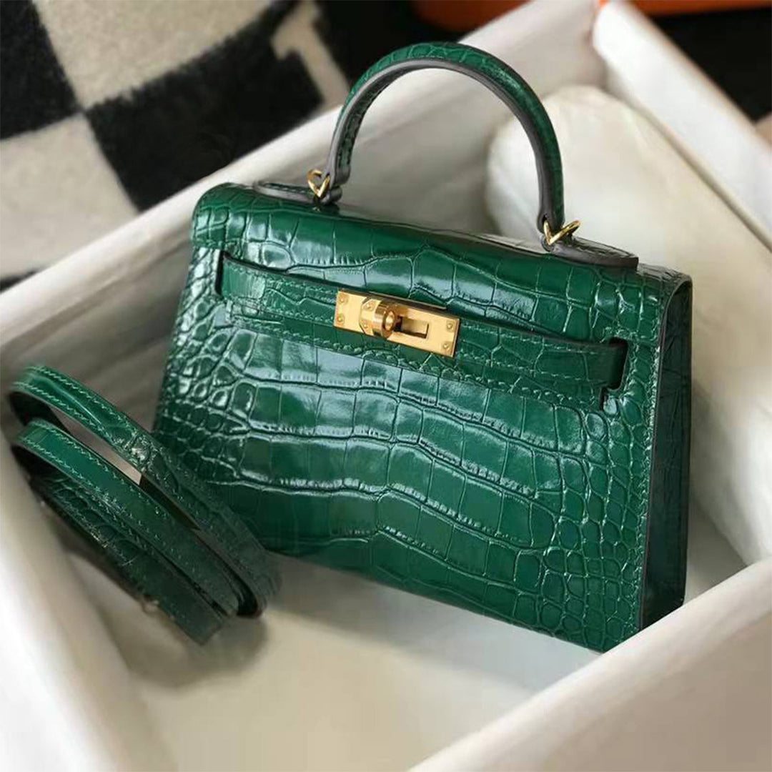 Croc Embossed Leather Mini Kylie Handbag