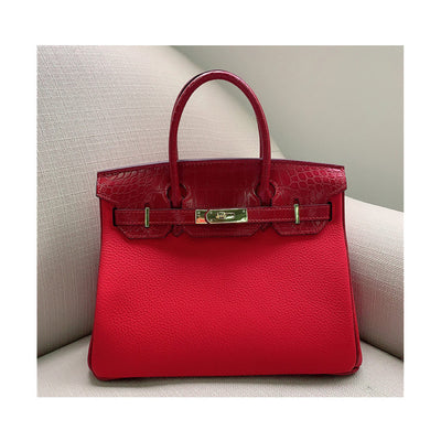 Classic Leather Handbag for Women | Red Leather Bag