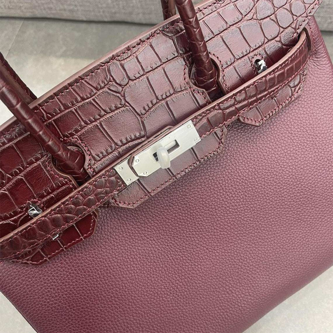 Top Grain Leather Inspired Croc Flap Bag